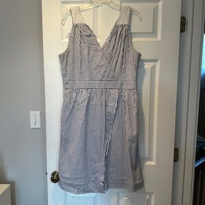 Banana Republic Navy and White Striped Midi Dress